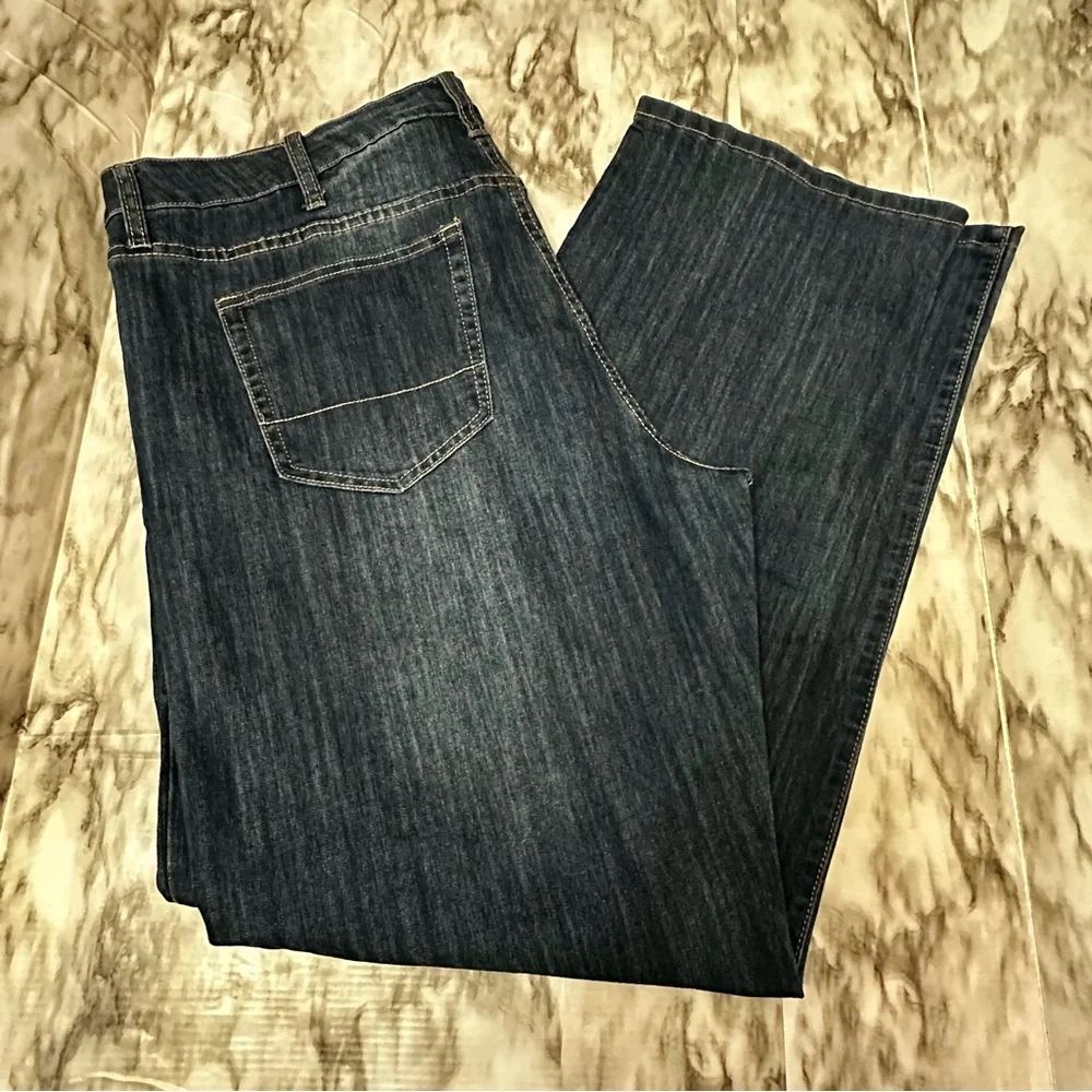 Izod Men Comfort Stretch Relaxed Straight Leg Denim Blue Jeans 42x34 Western